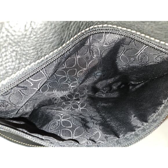 Fossil Multi Pockets Black Leather Crossbody 11x9 - Picture 8 of 10